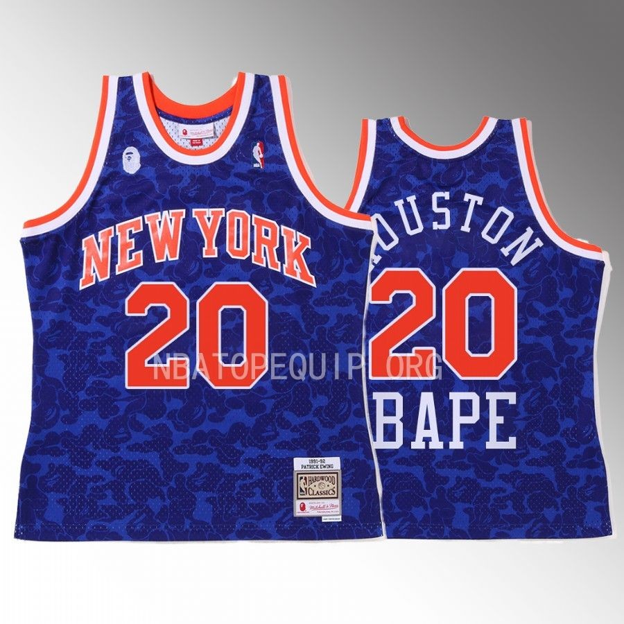 Allan Houston #20 New York Knicks 2022 BAPE Blue Camo Tanktop Jersey