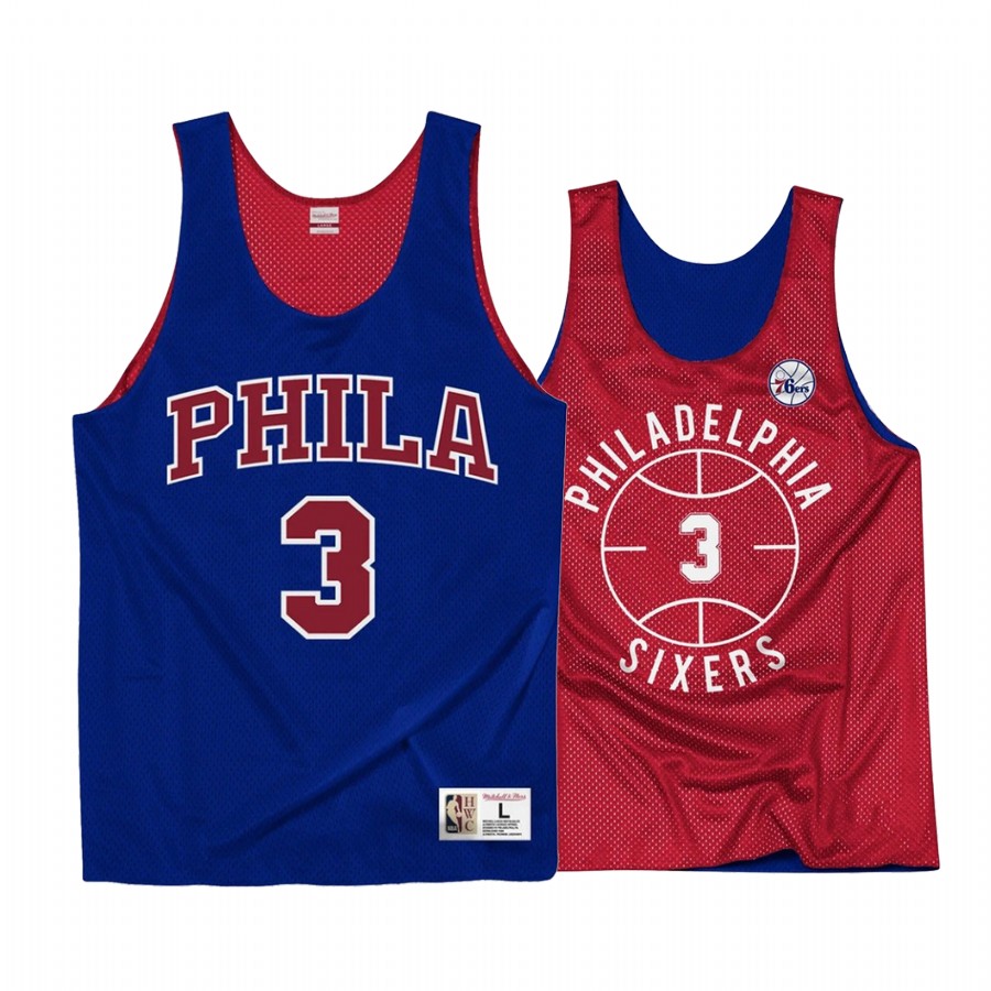 Allen Iverson #3 Philadelphia 76ers Throwback Reversible Jersey Royal Red