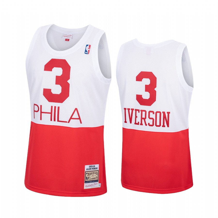 Allen Iverson #3 Philadelphia 76ers White Red Hardwood Classics Jersey