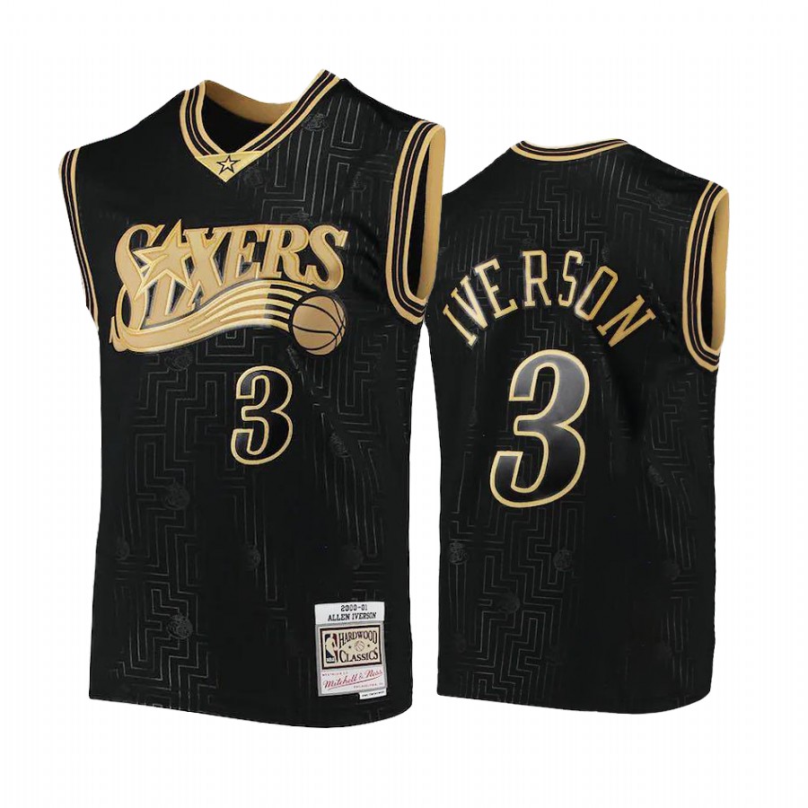 Allen Iverson 3 Philadelphia 76ers 96 NBA Draft Black Jersey 25th season