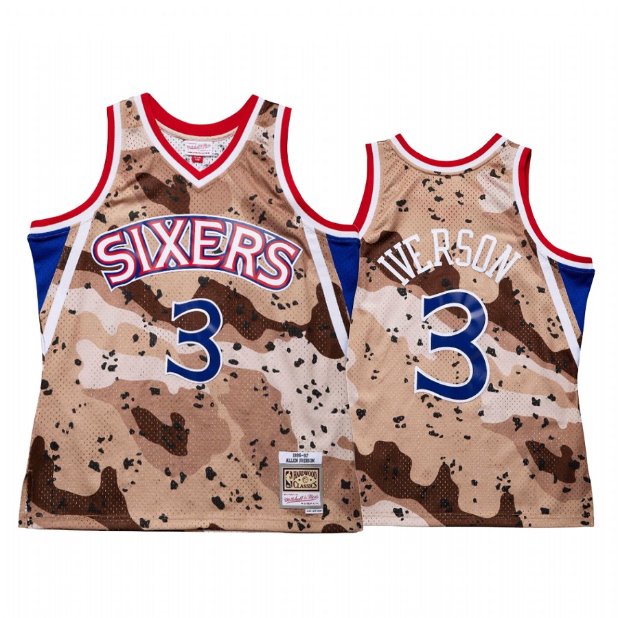 Allen Iverson 3 Philadelphia 76ers Reflective Camo Jersey 1996 Throwback