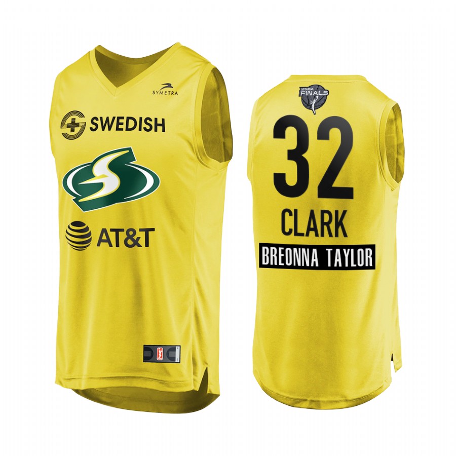 Alysha Clark WNBA 2020 WNBA Finals Bound Breonna Taylor Patch Men Yellow Jersey