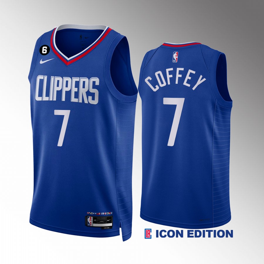 Amir Coffey 2022-23 LA Clippers Royal #7 Icon Edition Jersey NO.6 Patch