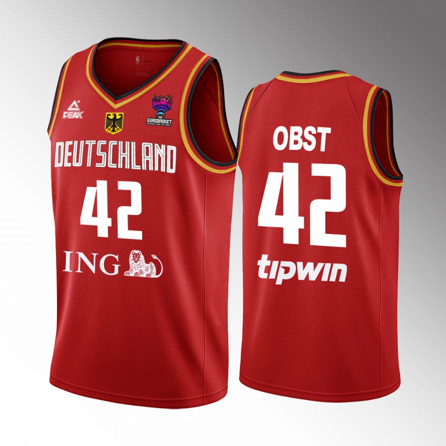 Andreas Obst Germany  FIBA EuroBasket 2022 Red Jersey #42