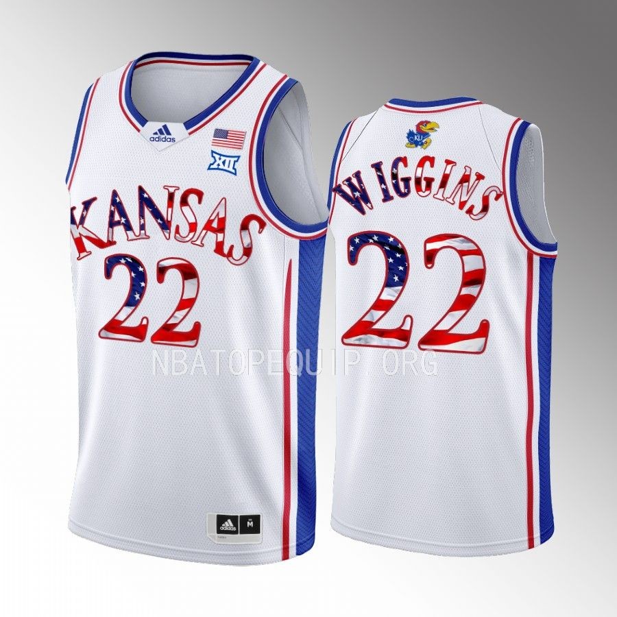 Andrew Wiggins 2023 Stars and Stripes Kansas Jayhawks #22 White Jersey