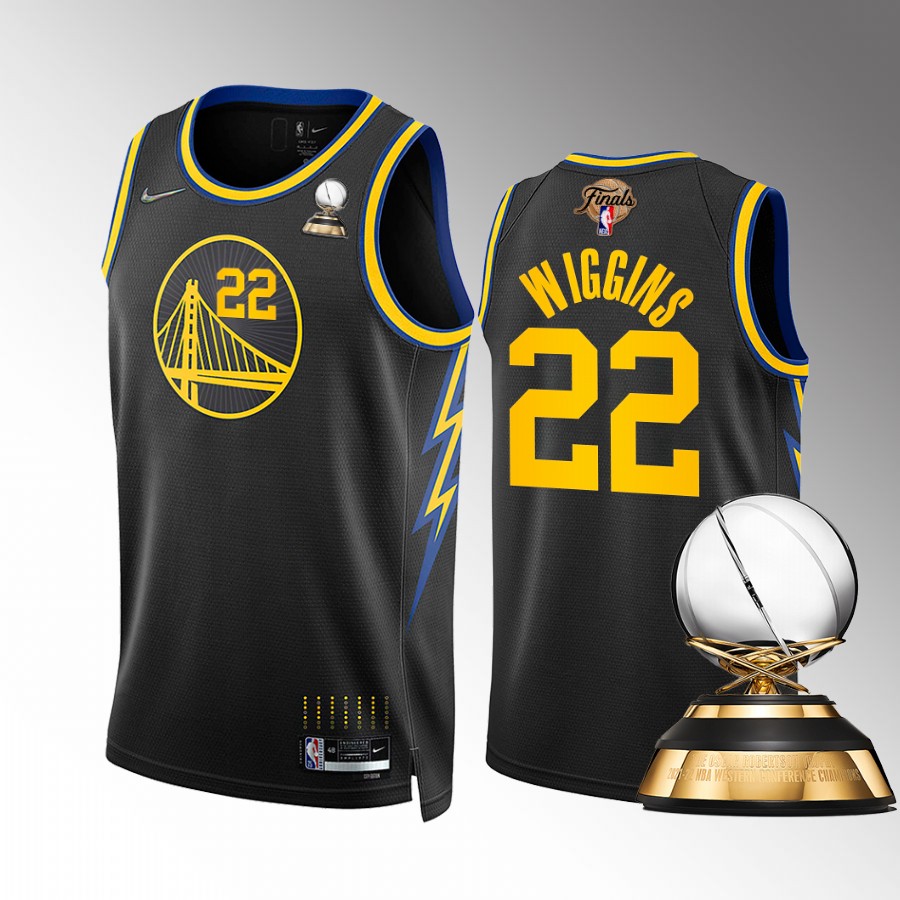 Andrew Wiggins Golden State Warriors 2022 Western Conference Champions Jersey Black #22 New Oscar Robertson Dub