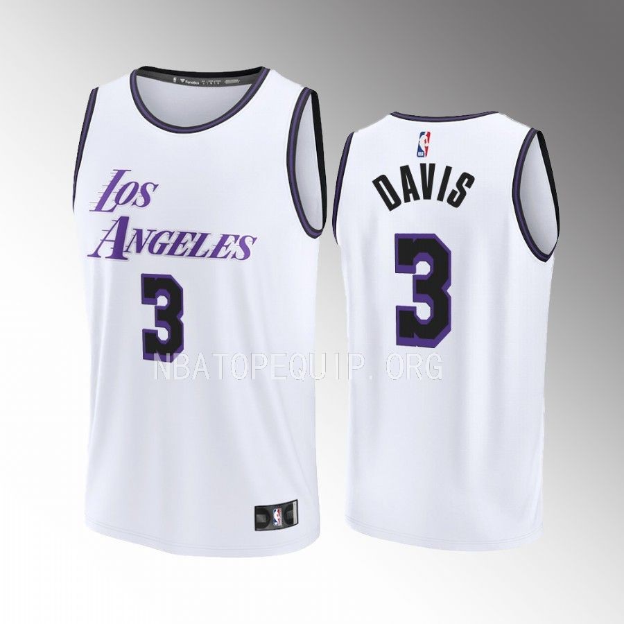 Anthony Davis Lakers #3 White Jersey Fast Break Fastbreak 2022-23 City Edition