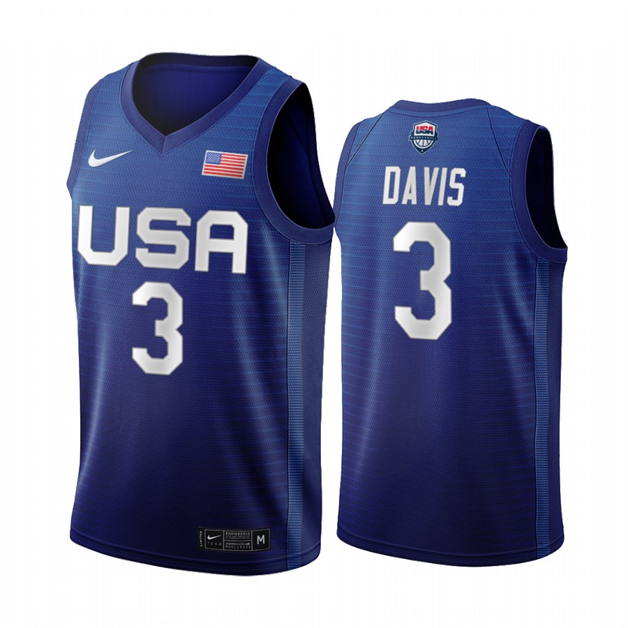 Anthony Davis USA Men's National Team #3 Navy 2020 Tokyo Olympics Los Angeles Lakers Jersey