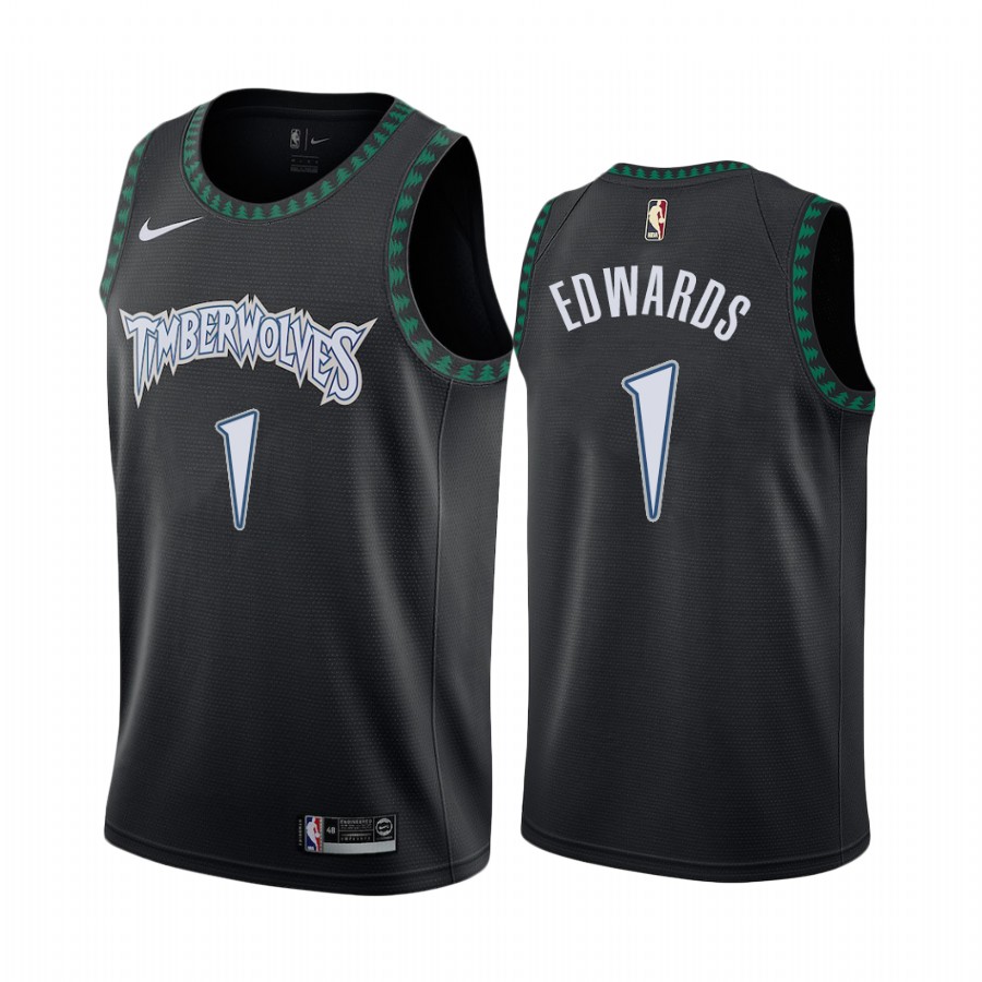 Anthony Edwards Minnesota Timberwolves Black Classic 2020 Draft First Pick 2020-21 Jersey