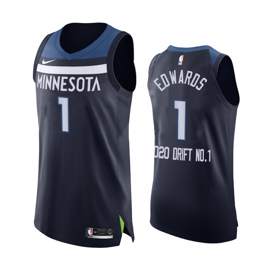 Anthony Edwards Minnesota Timberwolves Statement Navy Jersey 2020 Draft First Pick