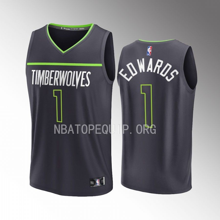 Anthony Edwards Timberwolves #1 Anthracite Jersey Fast Break Fast Break Player 2022-23 Statement Edition