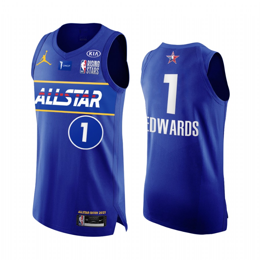 Anthony Edwards USA Team Jersey Blue All Star 2021 Rising Stars Uniform