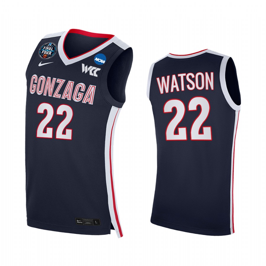 Anton Watson #22 Gonzaga Bulldogs 2021 March Madness Final Four Jersey Navy WCC
