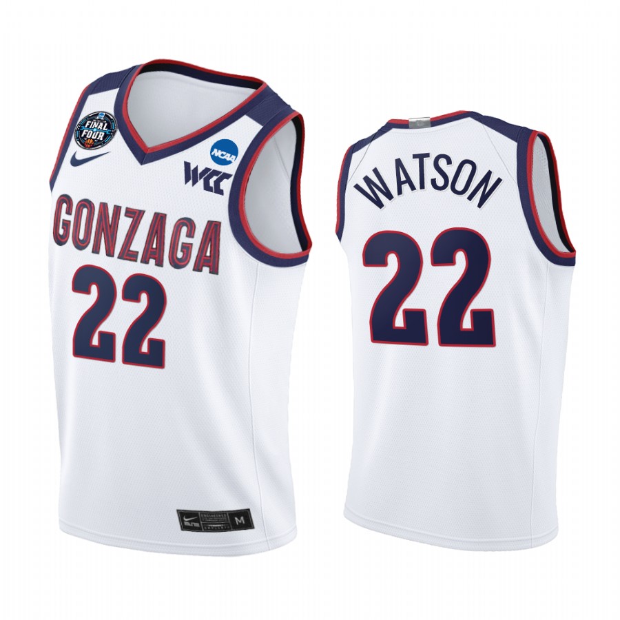 Anton Watson #22 Gonzaga Bulldogs 2021 March Madness Final Four Jersey White WCC
