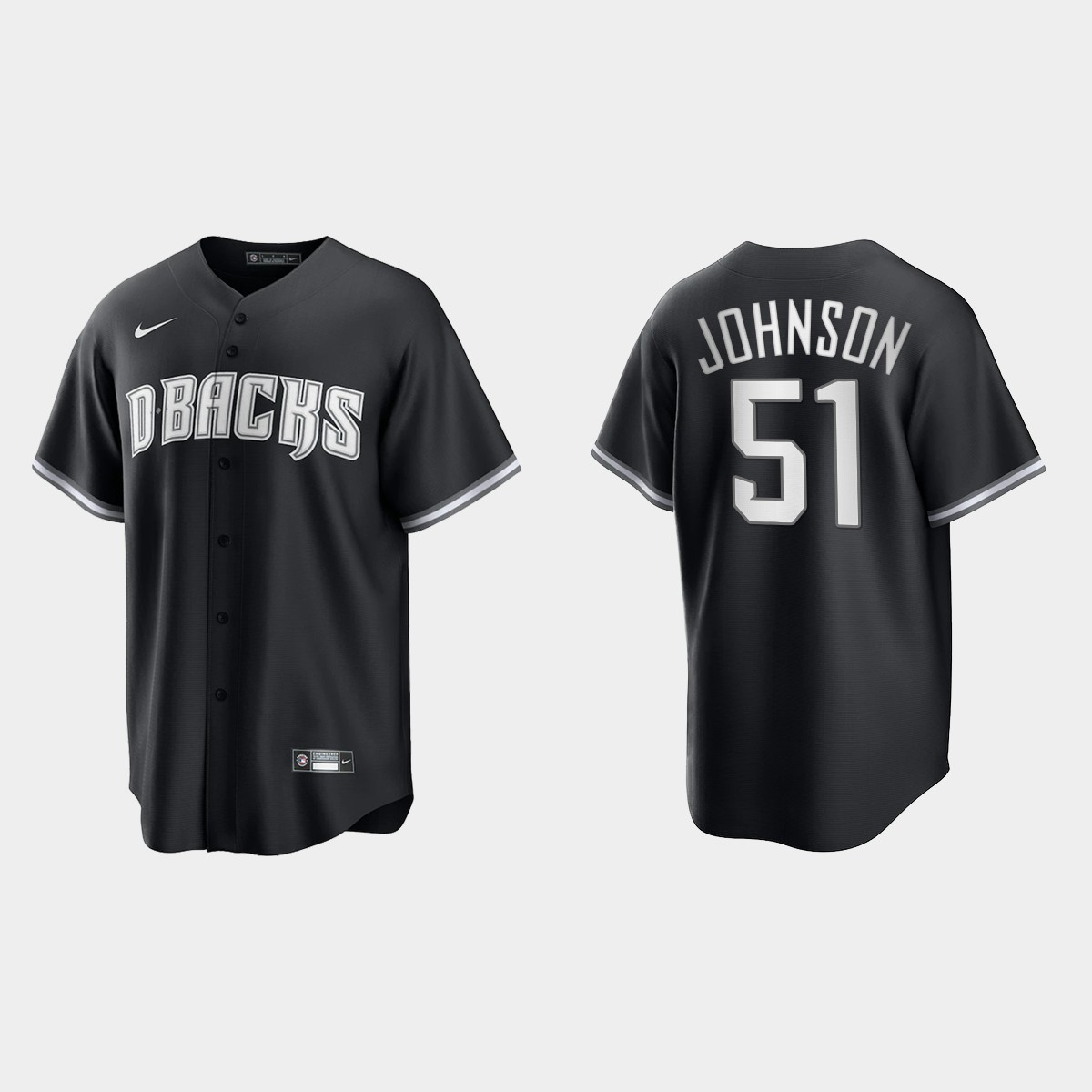 Arizona Diamondbacks Randy Johnson 2021 All Black Fashion Jersey - Black White