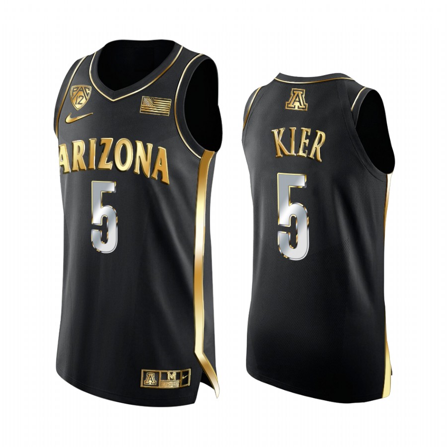 Arizona Wildcats Justin Kier Jersey 2021-22 Regular Season Pac-12 Champs Black Golden Uniform