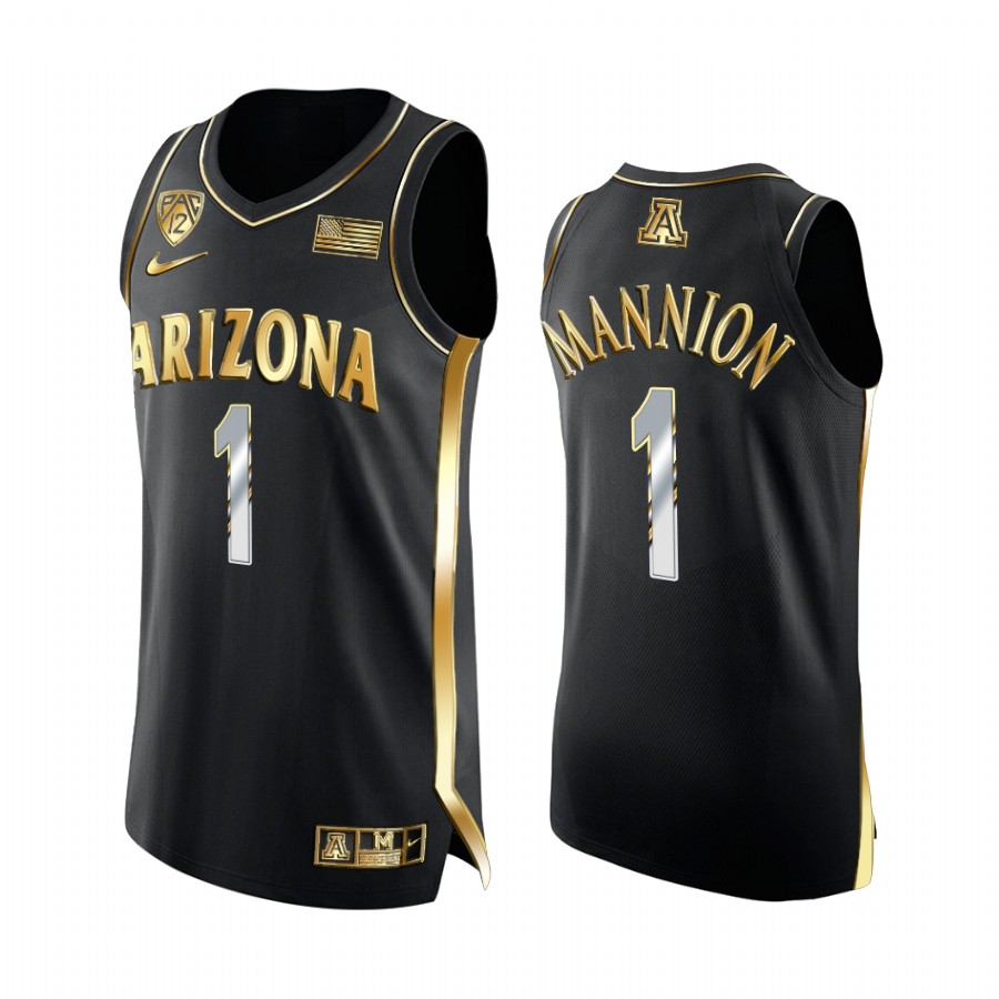 Arizona Wildcats Nico Mannion Jersey Golden Edition Black NBA Alumni Uniform