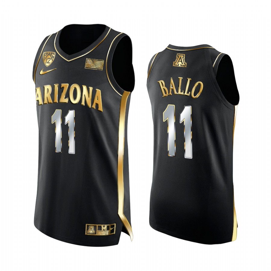 Arizona Wildcats Oumar Ballo Jersey 2021-22 Regular Season Pac-12 Champs Black Golden Uniform