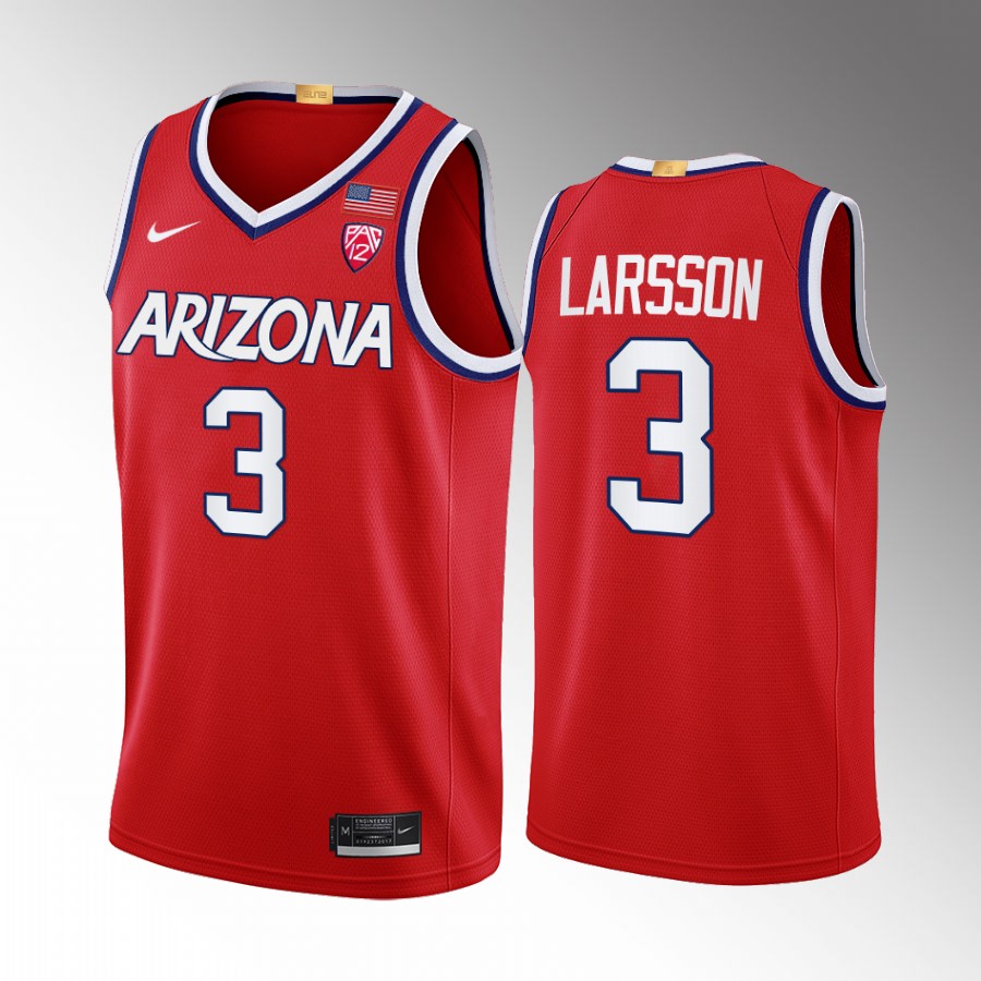 Arizona Wildcats Pelle Larsson Jersey 2022-23 College  Red Uniform