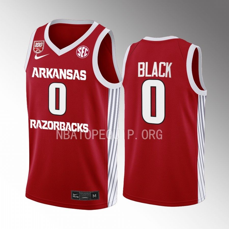 Arkansas Razorbacks Anthony Black Jersey 2022-23 College  Red 100 Season Uniform