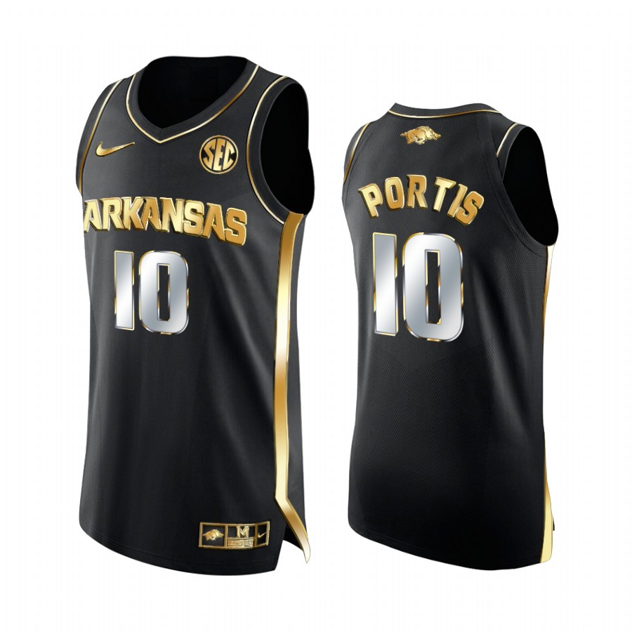 Arkansas Razorbacks Bobby Portis 2021 March Madness Jersey Black Golden