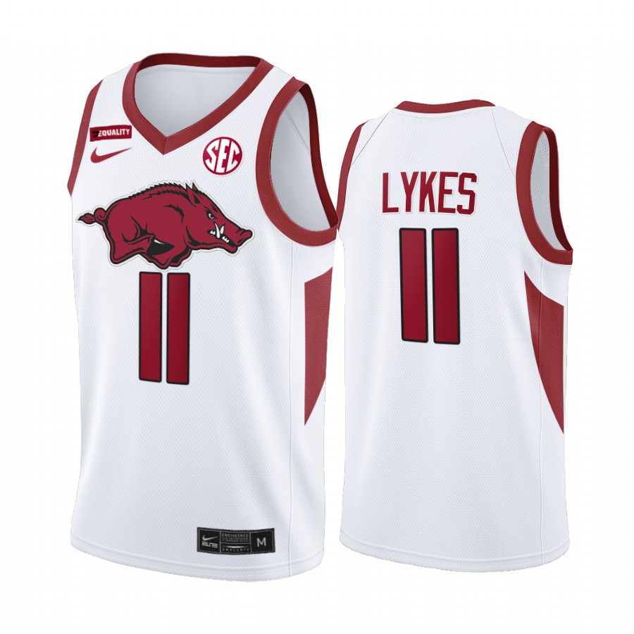 Arkansas Razorbacks Chris Lykes Jersey 2022 College  White Equality Uniform