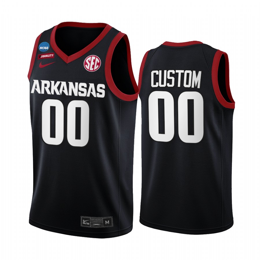 Arkansas Razorbacks Custom 2022 NCAA March Madness #00 Jersey Black