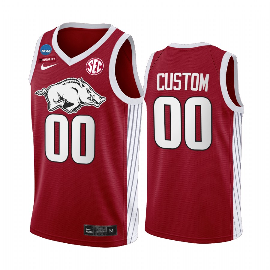 Arkansas Razorbacks Custom Jersey 2022 NCAA March Madness Red Elite 8 Uniform
