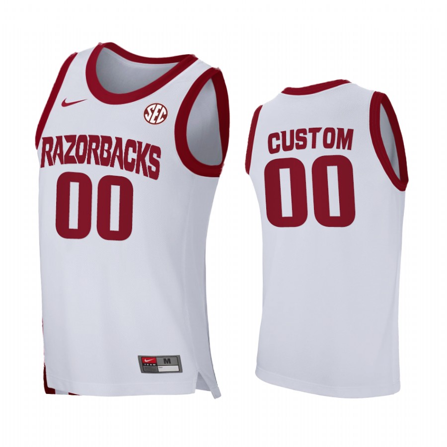 Arkansas Razorbacks Custom Jersey Home White 2021 March Madness