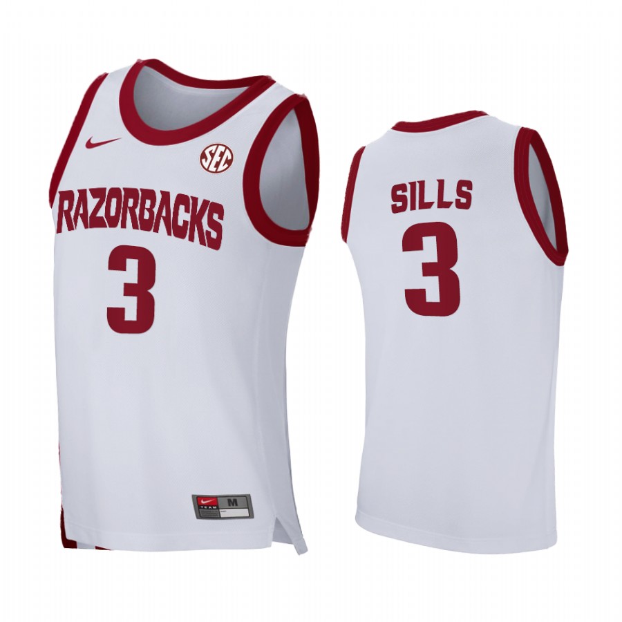 Arkansas Razorbacks Desi Sills Jersey Home White 2021 March Madness