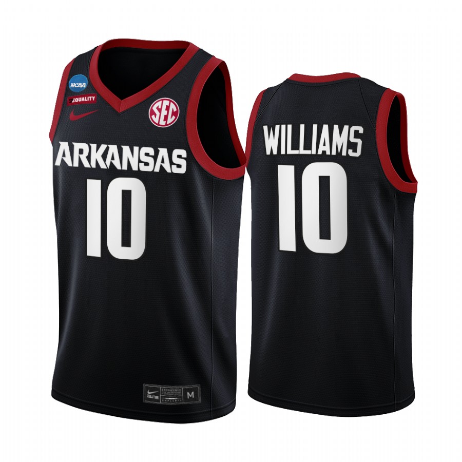 Arkansas Razorbacks Jaylin Williams 2022 NCAA March Madness #10 Jersey Black