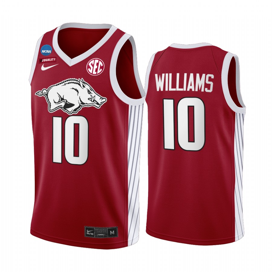 Arkansas Razorbacks Jaylin Williams Jersey 2022 NCAA March Madness Red Elite 8 Uniform
