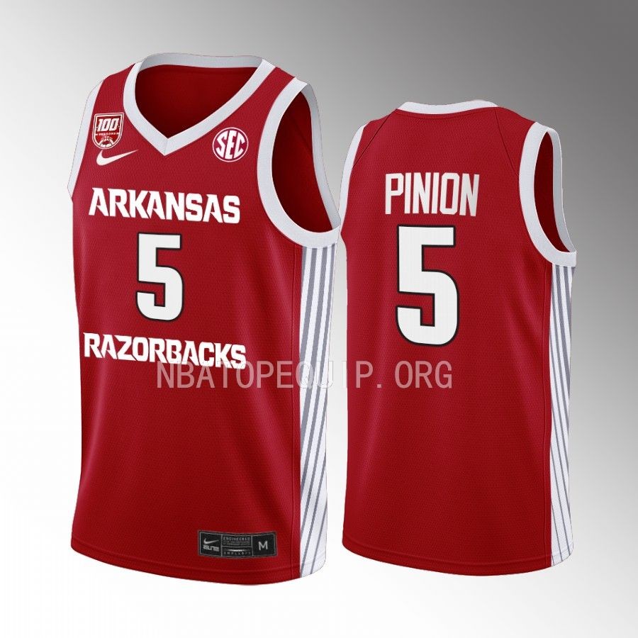 Arkansas Razorbacks Joseph Pinion Jersey 2022-23 College  Red 100 Season Uniform