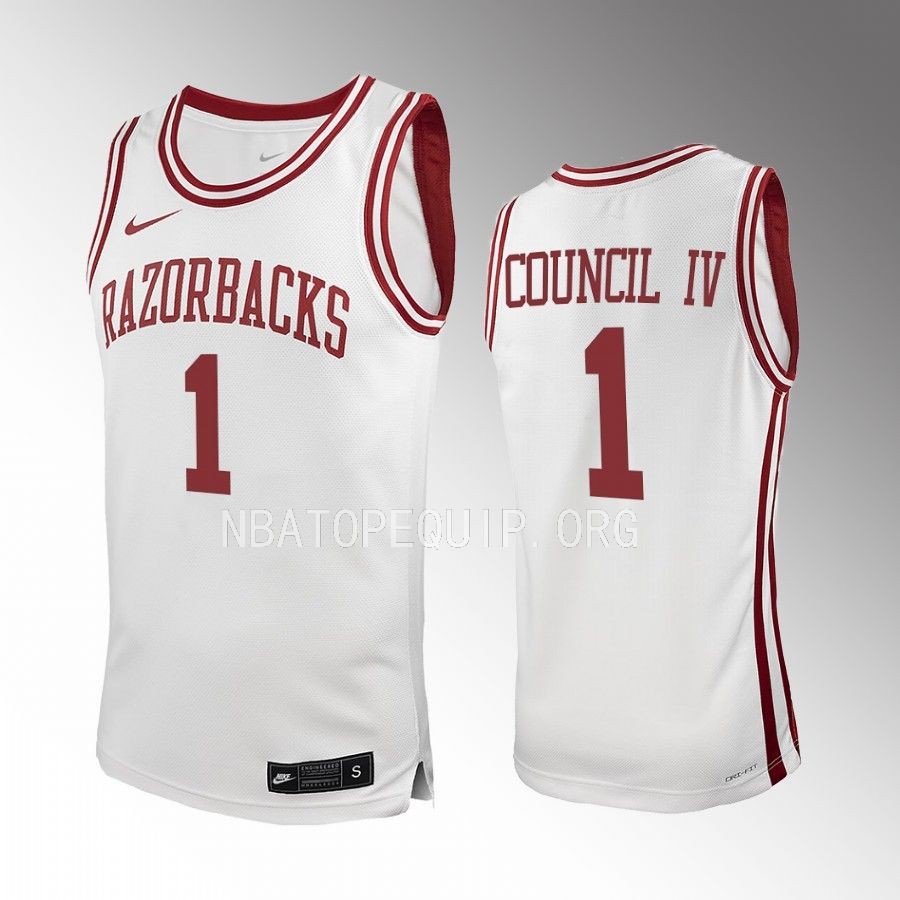 Arkansas Razorbacks Ricky Council IV Jersey 2022-23 College  White  Uniform