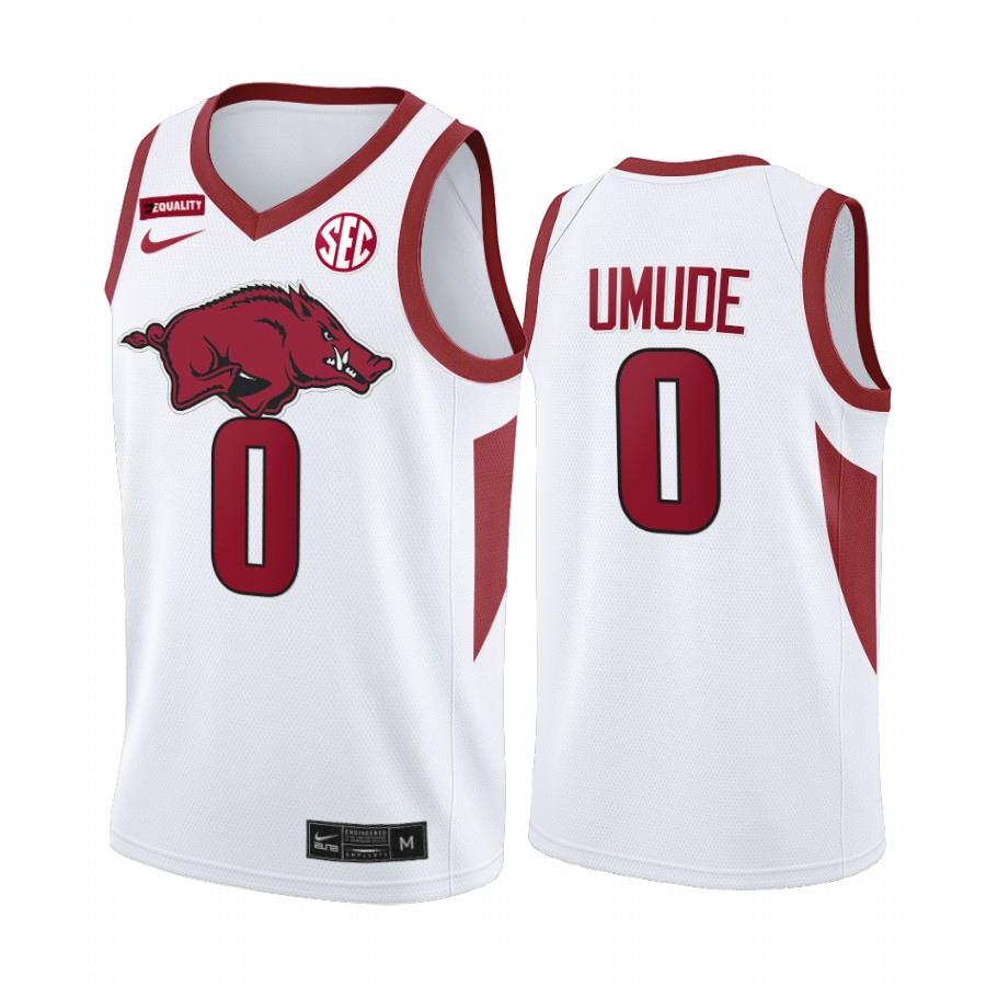 Arkansas Razorbacks Stanley Umude Jersey 2022 College  White Equality Uniform