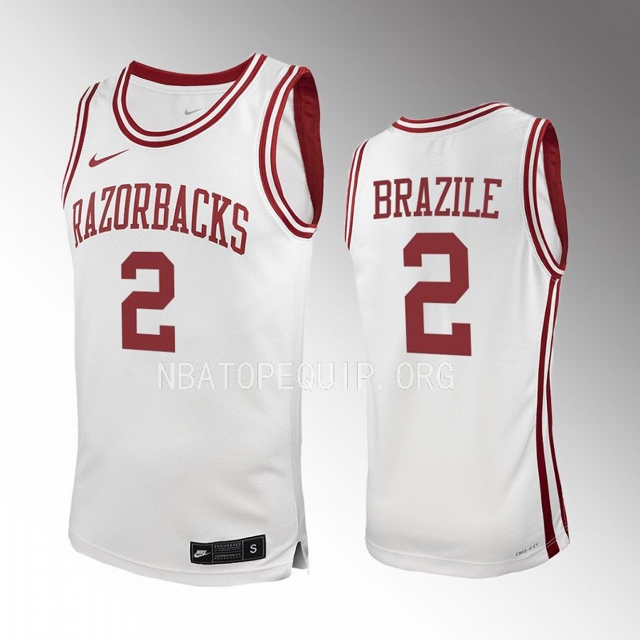 Arkansas Razorbacks Trevon Brazile Jersey 2022-23 College  White  Uniform