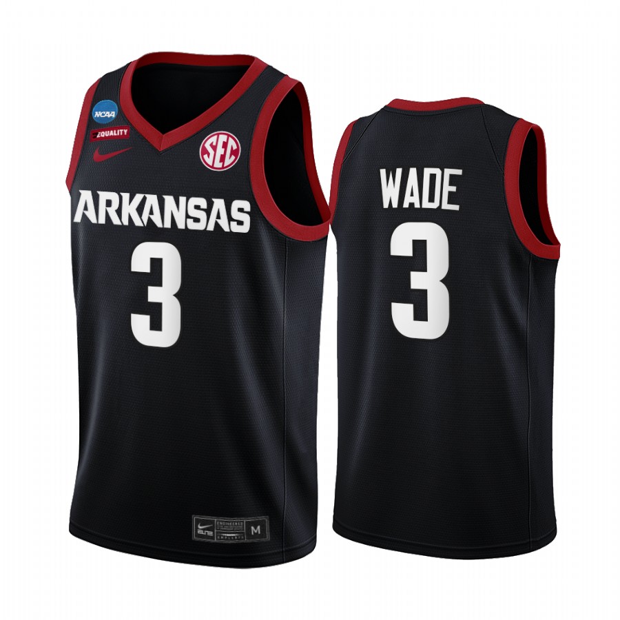 Arkansas Razorbacks Trey Wade 2022 NCAA March Madness #3 Jersey Black