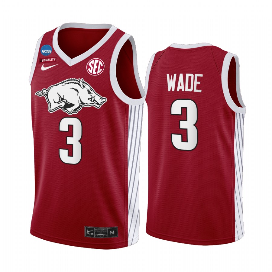 Arkansas Razorbacks Trey Wade Jersey 2022 NCAA March Madness Red Elite 8 Uniform