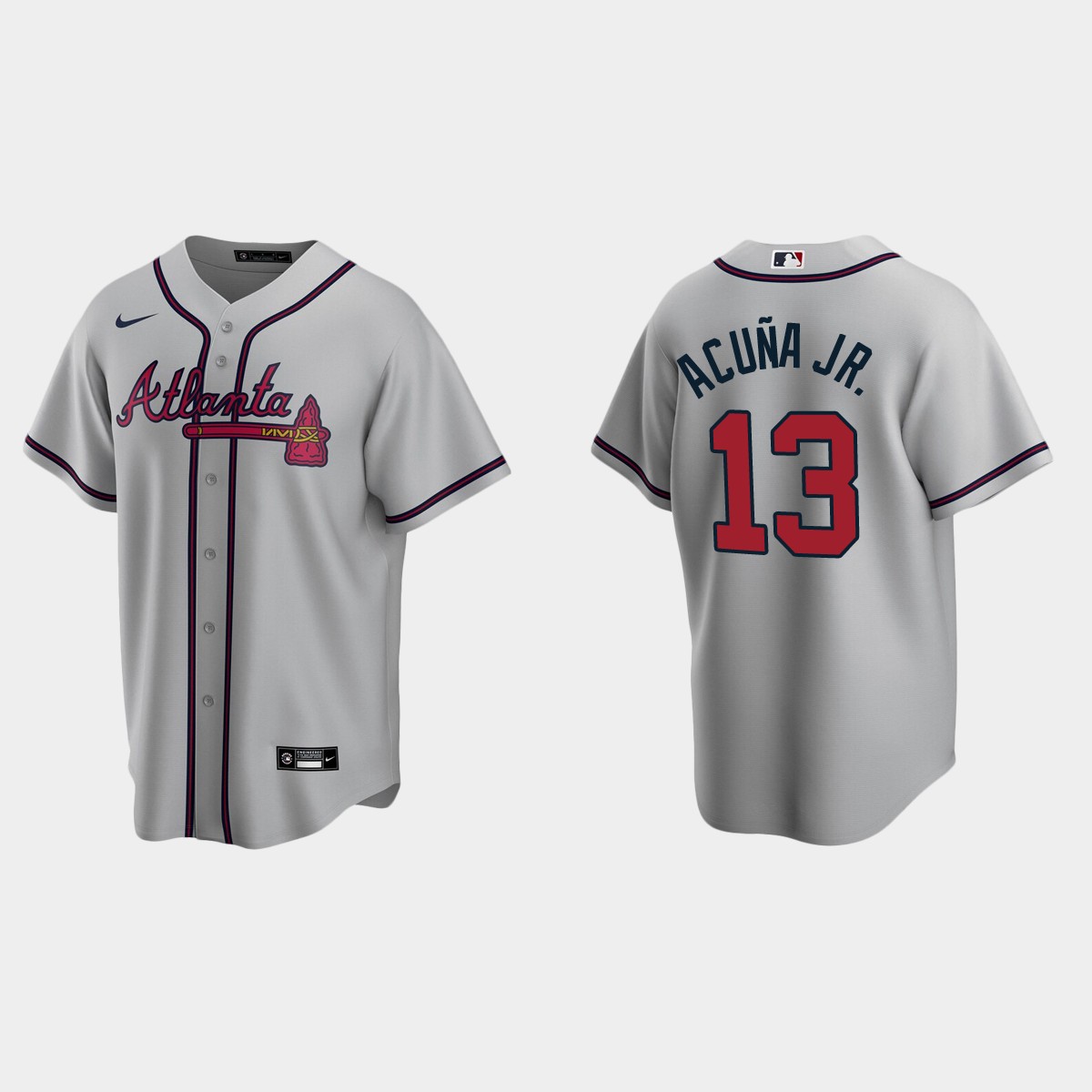 Atlanta Braves #13 Ronald Acuna Jr. Gray 2020 Road Jersey