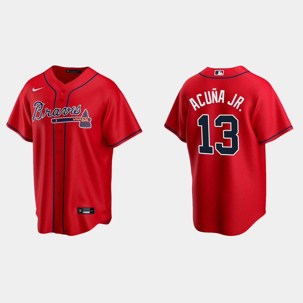 Atlanta Braves #13 Ronald Acuna Jr. Red 2020 Alternate Jersey
