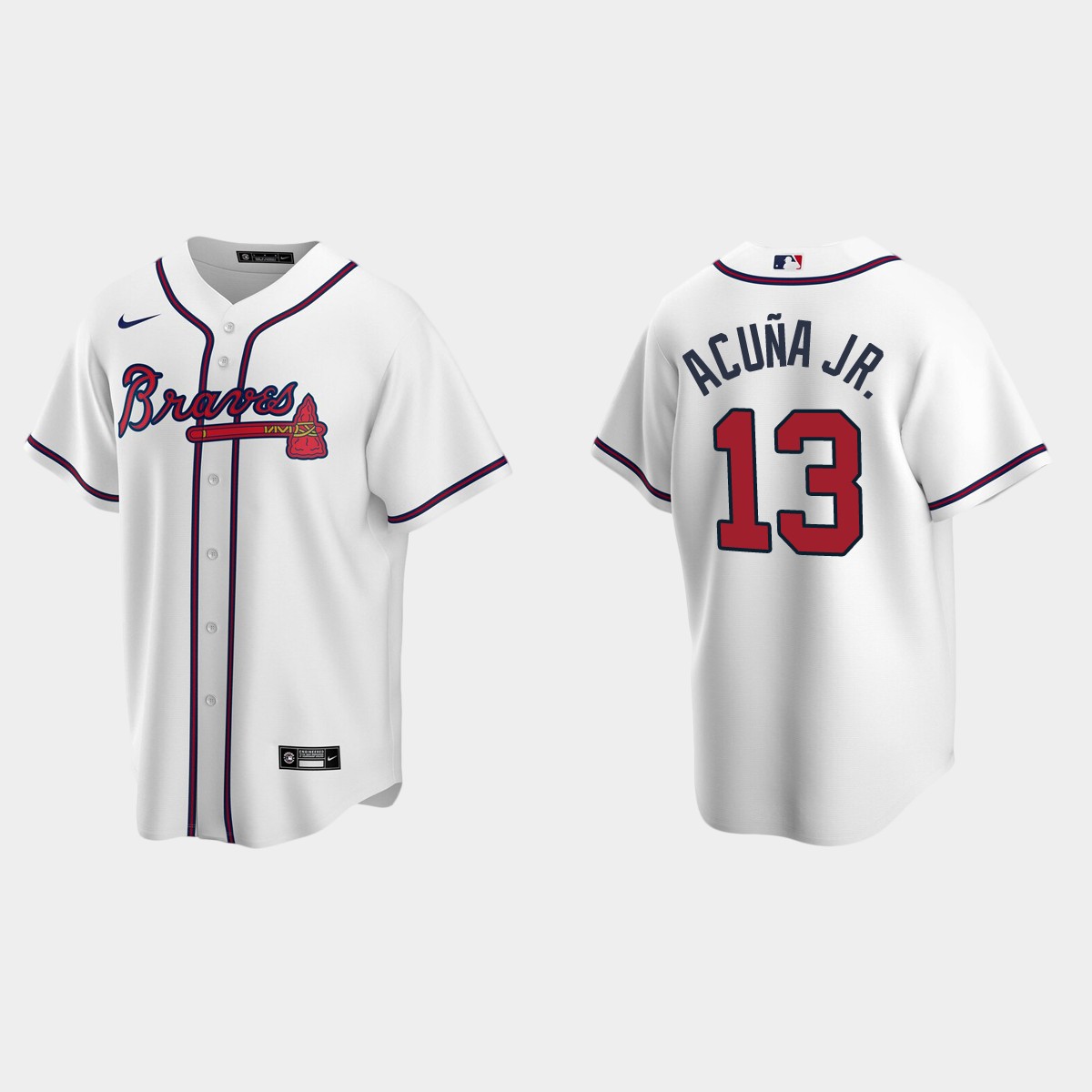 Atlanta Braves #13 Ronald Acuna Jr. White 2020 Home Jersey