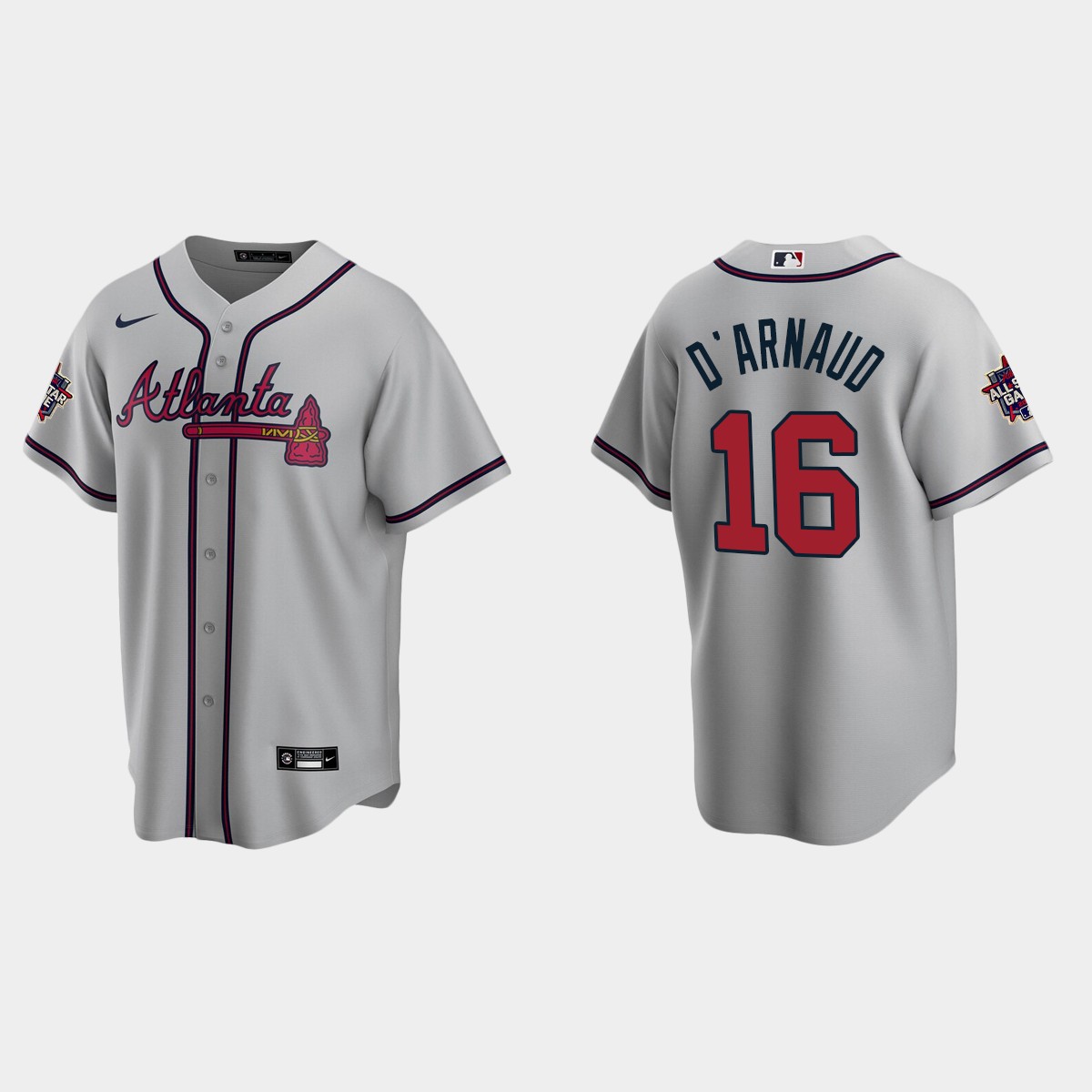 Atlanta Braves #16 Travis d'Arnaud 2021 MLB All-Star Jersey - Gray
