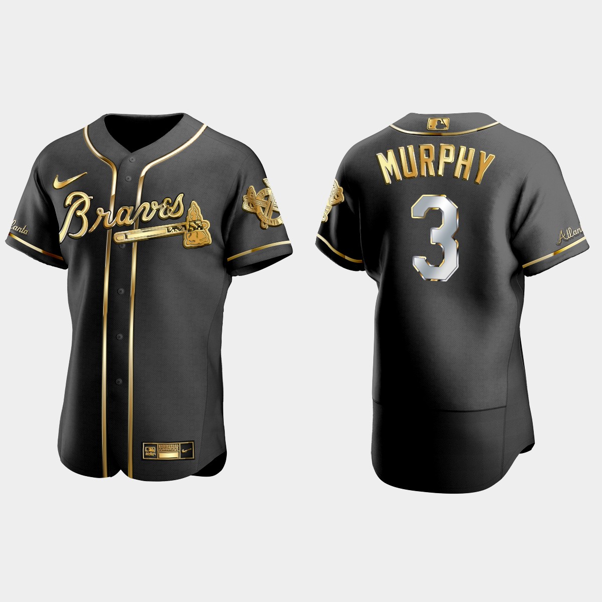 Atlanta Braves #3 Dale Murphy Gold Edition Jersey - Black