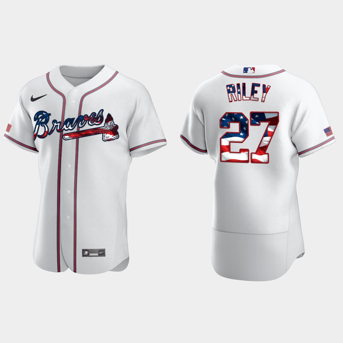 Atlanta Braves Austin Riley 2020 Stars And Stripes 4th of July Jersey - White