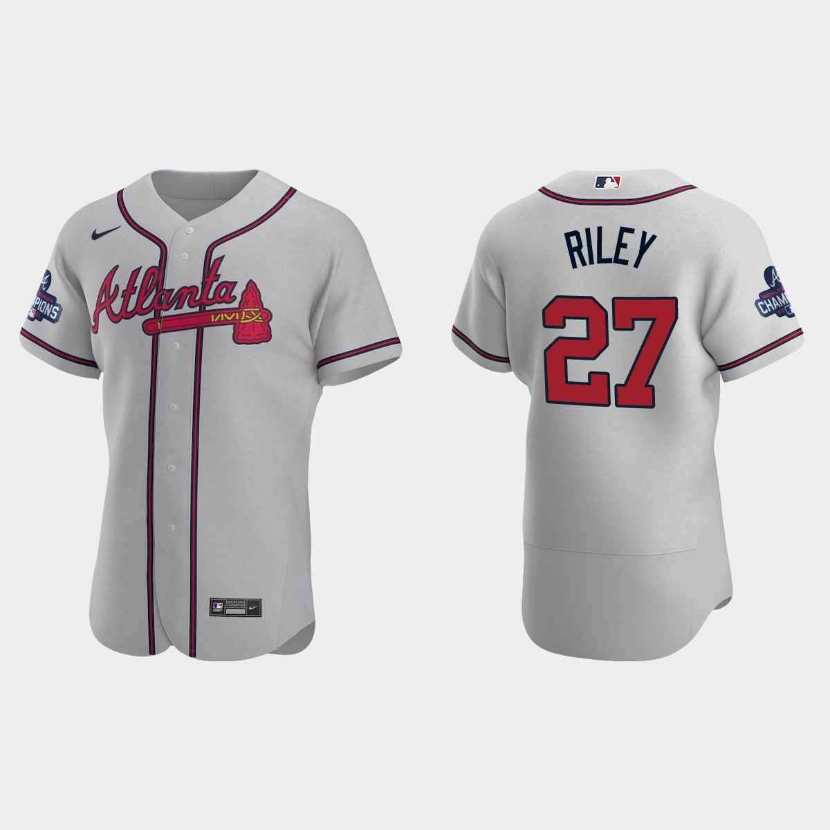 Atlanta Braves Austin Riley 2021 World Series Champions Gray Jersey