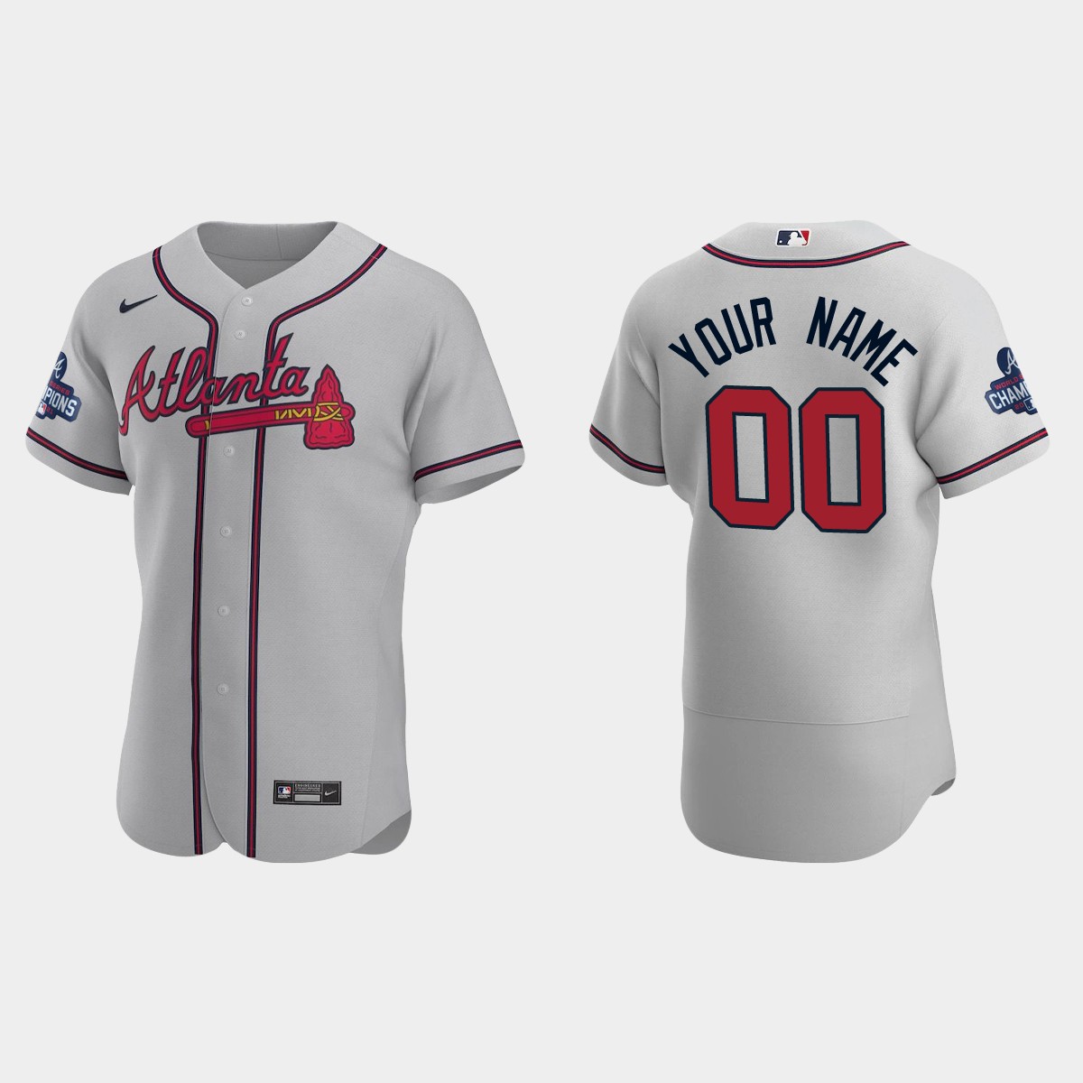 Atlanta Braves Custom 2021 World Series Champions Gray Jersey
