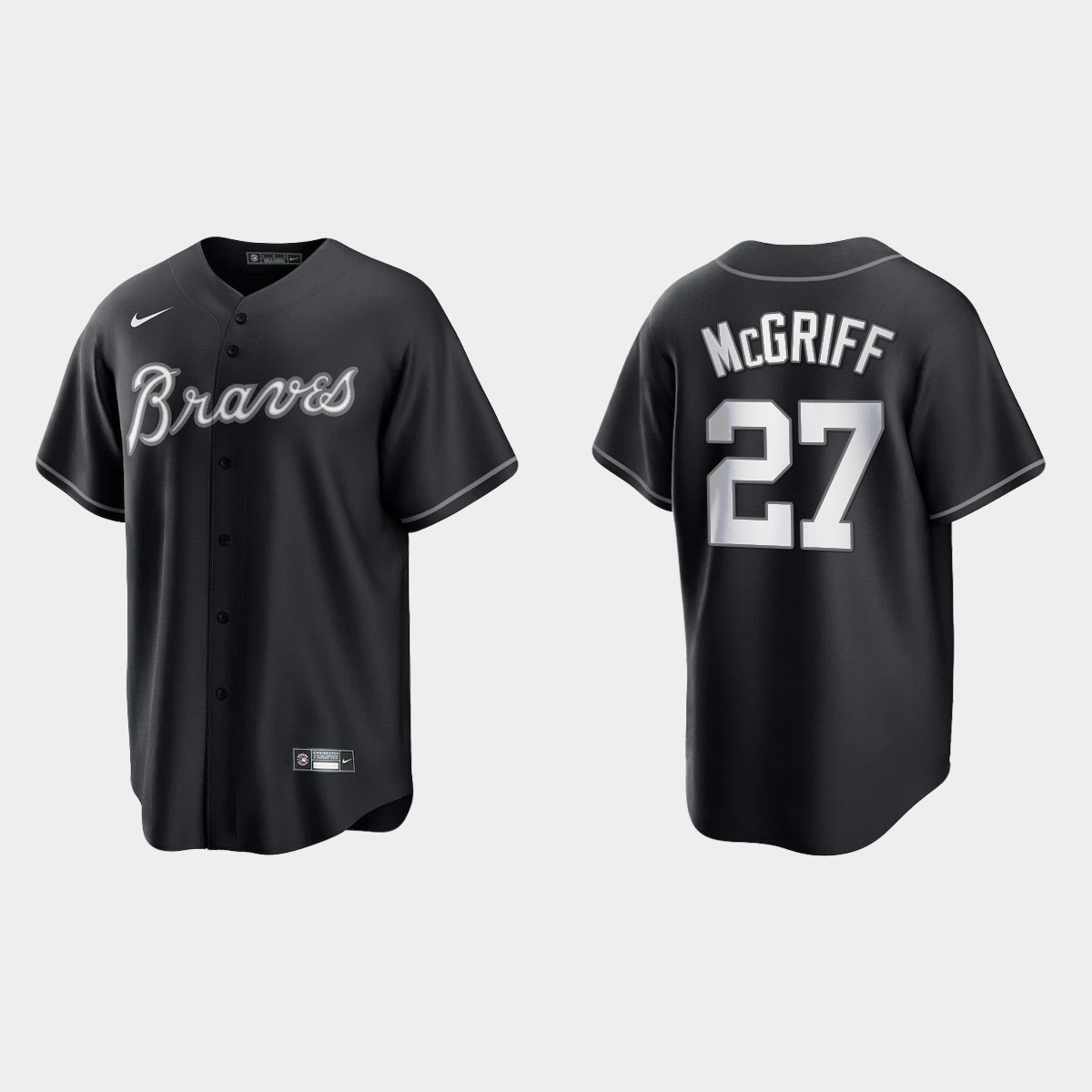 Atlanta Braves Fred McGriff 2021 All Black Fashion Jersey - Black White