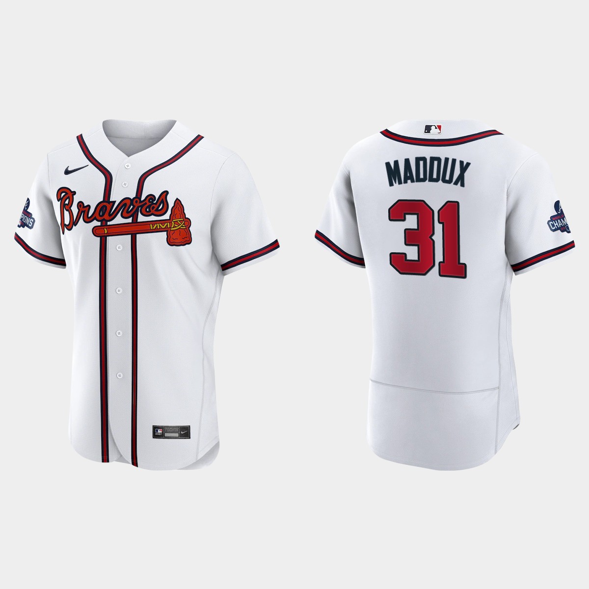 Atlanta Braves Greg Maddux 2021 World Series Champions White Jersey