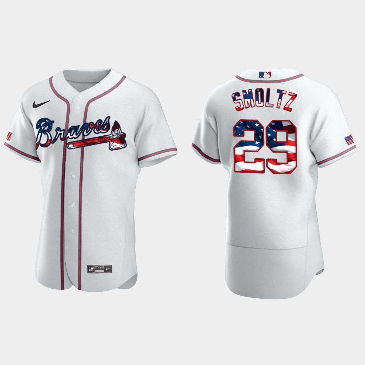 Atlanta Braves John Smoltz 2020 Stars And Stripes 4th of July Jersey - White