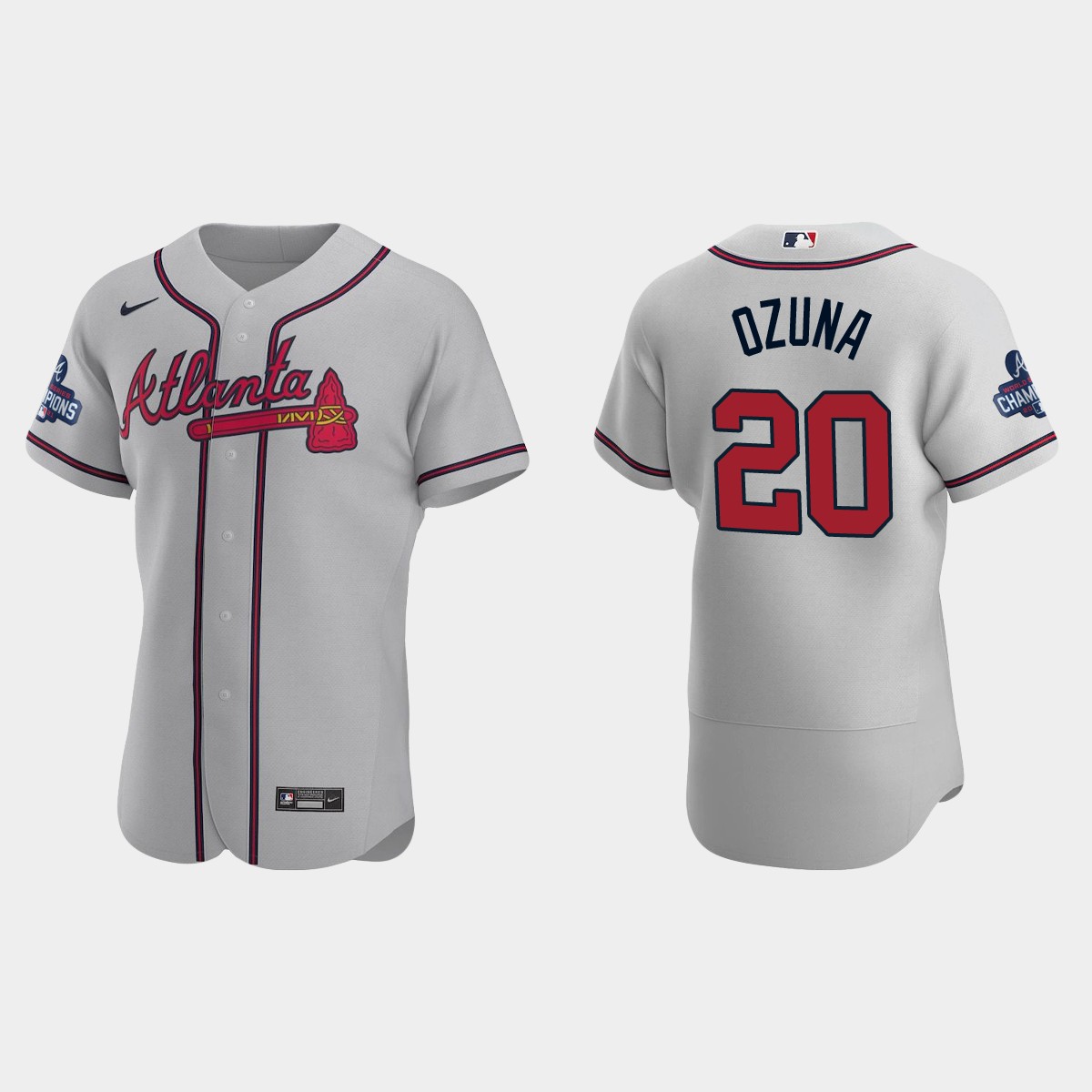 Atlanta Braves Marcell Ozuna 2021 World Series Champions Gray Jersey